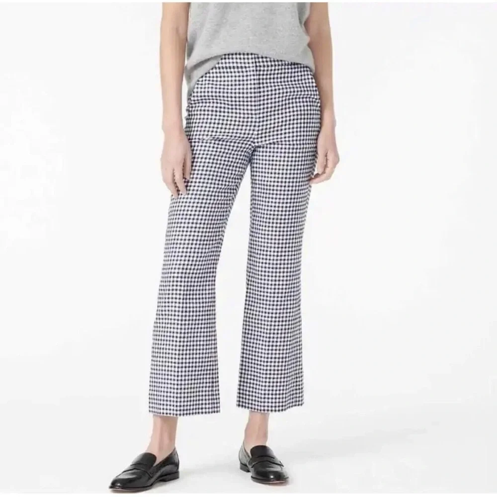 J Crew Hayden Gingham Linen Blend Pants size 6